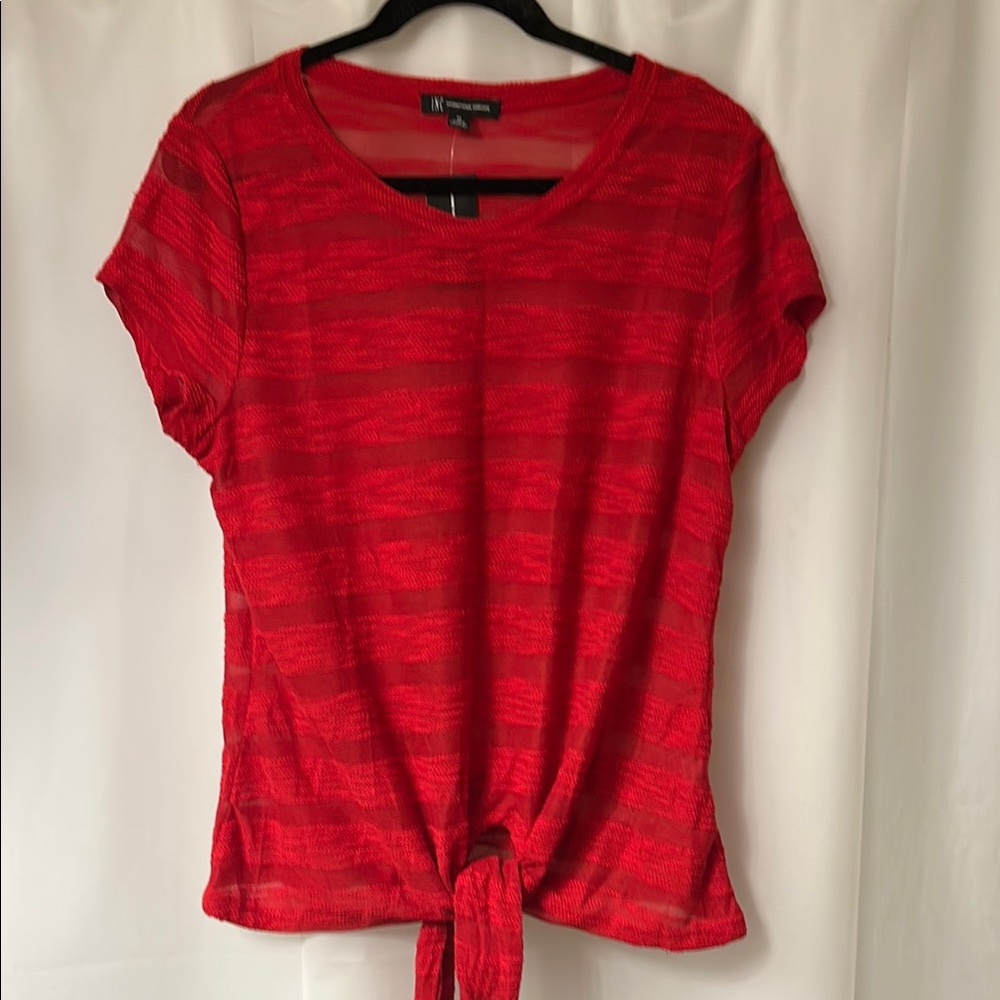 INC New international concepts Red Tie Front‎ Short Sleeve T-Shirt